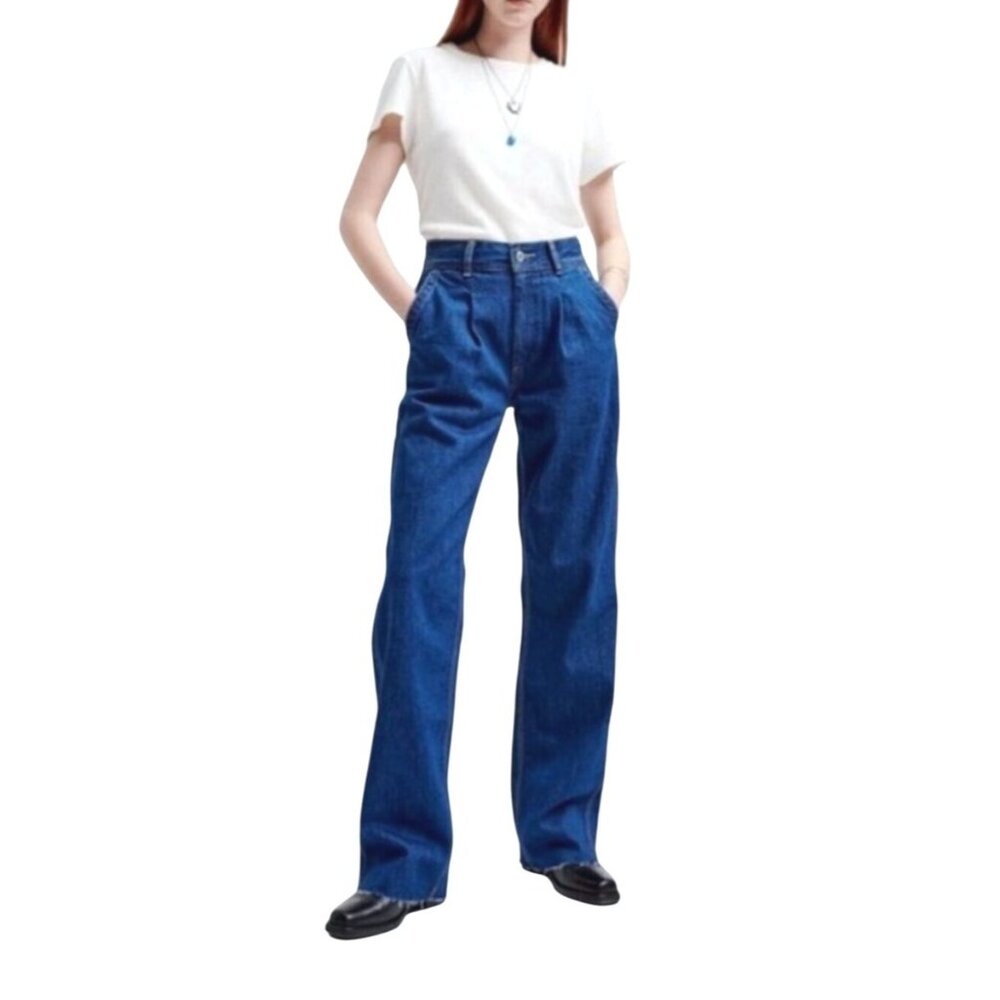 Re/Done High-Rise True Rinse Utility Loose Jeans Blue Denim Size 26